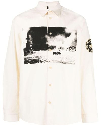 OAMC Graphic-print Long-sleeve Cotton Shirt - Natural