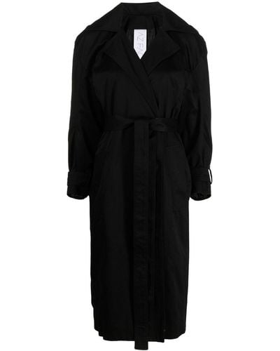 AZ FACTORY Long-sleeve Belted Trench Coat - Black