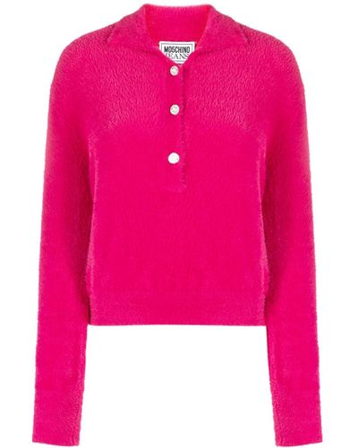 Moschino Jeans Gestricktes Poloshirt - Pink