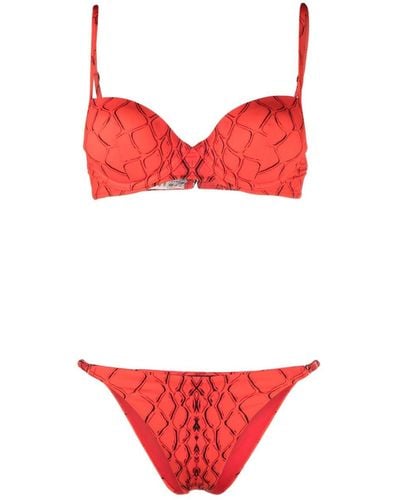 Noire Swimwear Bikini Met Abstracte Print - Rood
