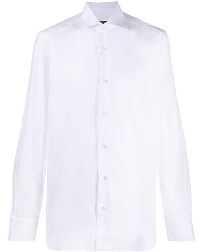 Barba Napoli Spread Collar Tailored Shirt - White