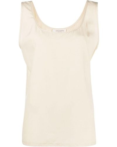 Giuliva Heritage Scoop-neck Sleeveles Blouse - Natural