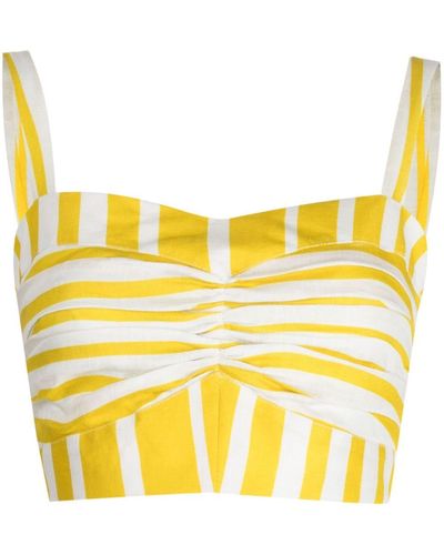 Bambah Sicily Striped Linen Bustier Top - Yellow