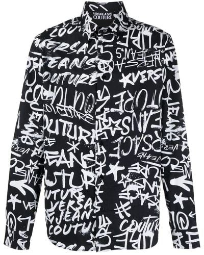 Versace Jeans Couture Overhemd Met Logoprint - Zwart