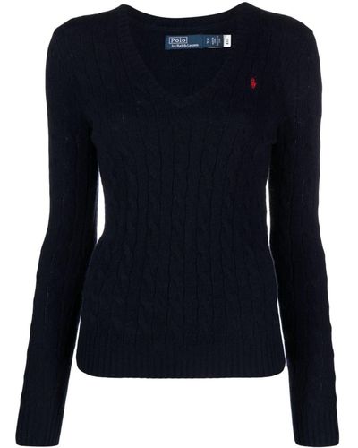 Polo Ralph Lauren Kimberly Polo Pony Cable-knit Jumper - Blue