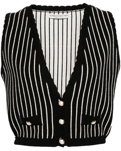 Alessandra Rich Striped Sweater Vest - Black
