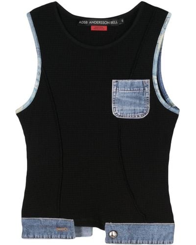 ANDERSSON BELL Kris Denim-trim Tank Top - Black