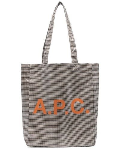 A.P.C. Lou Houndstooth Tote Bag - Grey