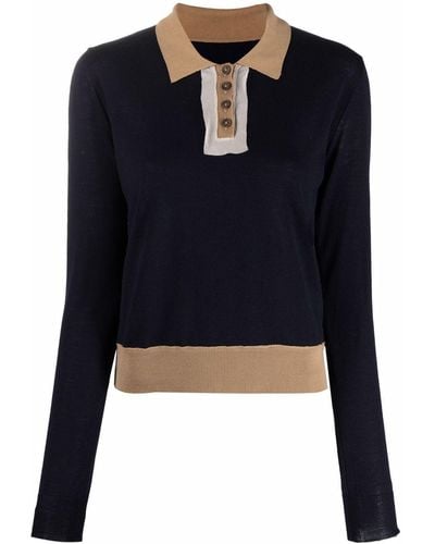Maison Margiela Contrast-collar Knitted Top - Blue