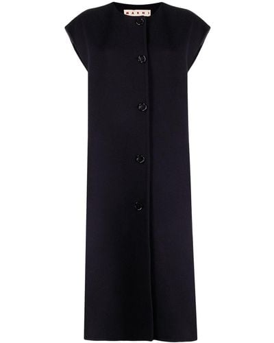 Marni Sleeveless Button-fastening Coat - Blue