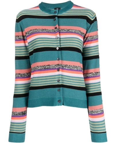 PS by Paul Smith Striped Cotton Cardigan - Green