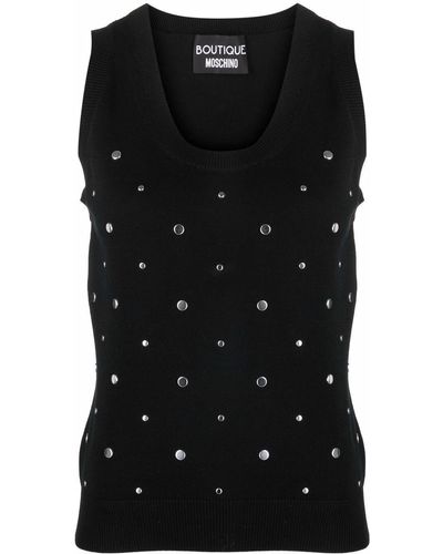 Boutique Moschino Tanktop Verfraaid Met Studs - Zwart