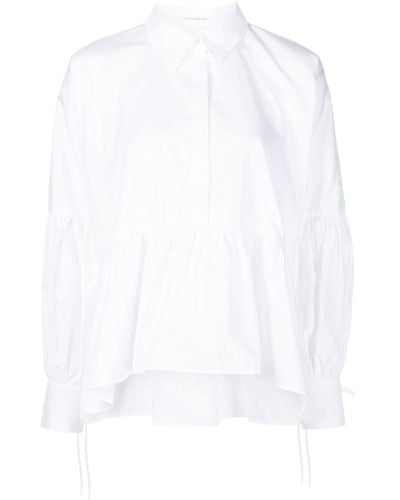 Cecilie Bahnsen Andrea cotton peplum hem shirt - Blanco