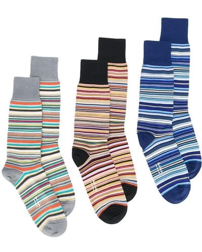 Paul Smith Set da tre calzini a righe - Multicolore