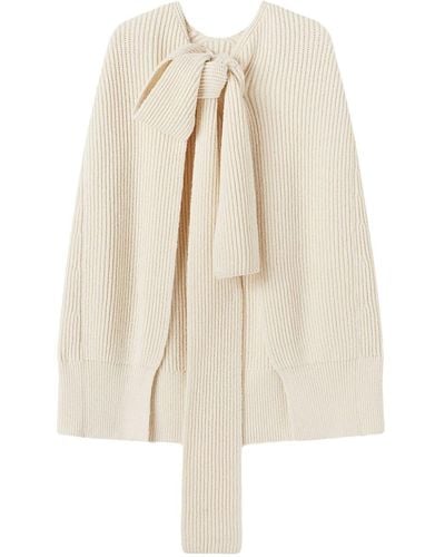 Jil Sander Tie-fastening Knitted Cape - Natural
