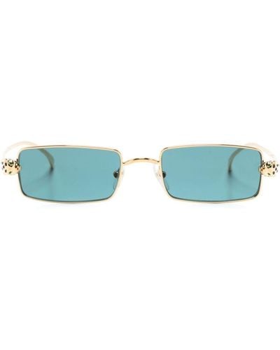 Cartier Sonnenbrille mit eckigem Gestell - Blau