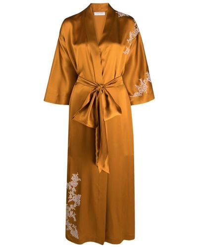 Carine Gilson Calais-caudry Lace Silk Kimono - Orange