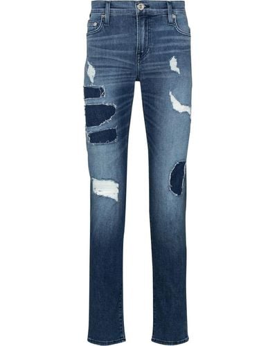 True Religion Tony Skinny-Jeans im Distressed-Look - Blau