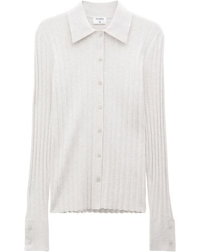 Filippa K Ribbed-knit Mélange Shirt - White