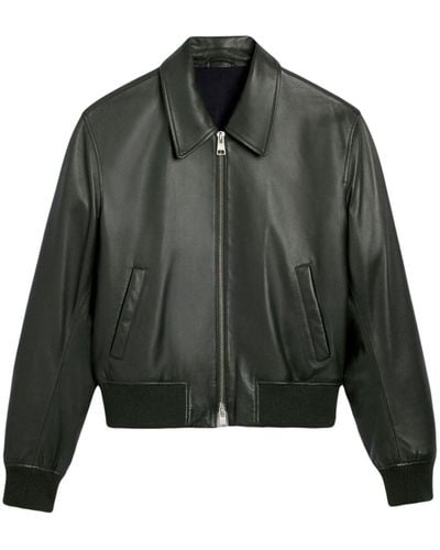 Ami Paris Zip-up Leather Jacket - Green