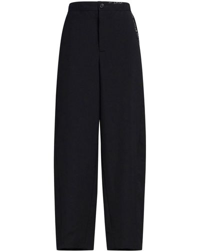 Marni Logo-embroidered Straight-leg Trousers - Blue