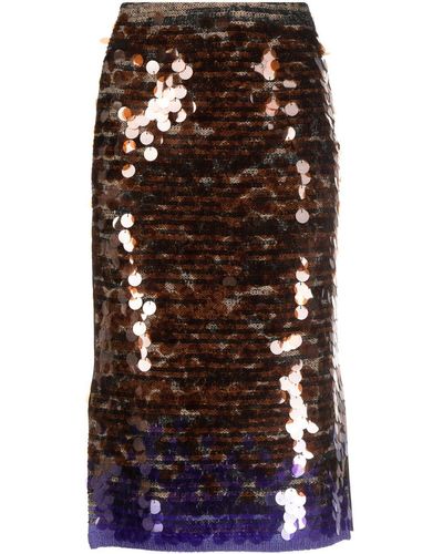 Aviu Sequin Embellished Midi Skirt - Black