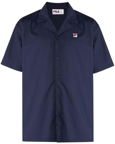 Fila Logo-patch Camp-collar Shirt - Blue