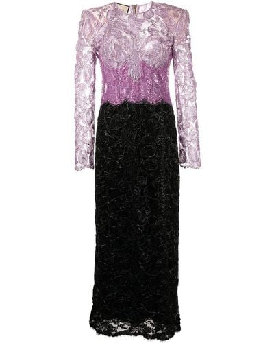 Gucci Long-sleeve Lace Dress - Purple