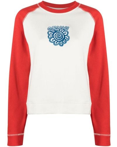 Ganni Graphic-print Organic Cotton T-shirt - Red