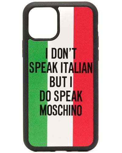 Moschino Italian Flag Print Iphone 11 Pro Case - Black