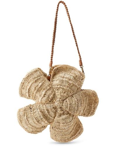 Aranaz Flora-detail Straw Crossbody Bag - Metallic