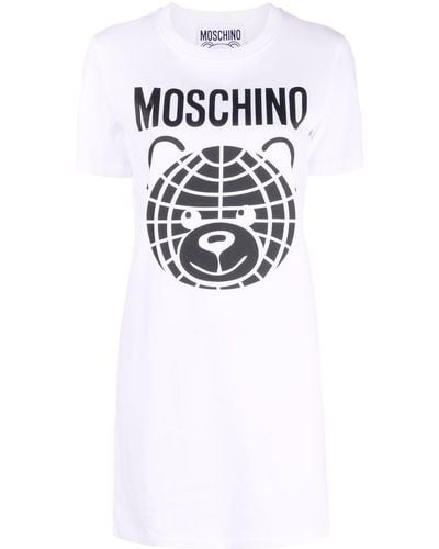 Moschino Robe à logo imprimé - Blanc