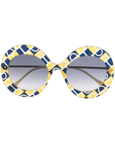 Gucci Patterned Oversized-frame Sunglasses - Yellow