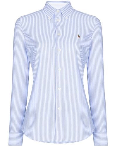 Polo Ralph Lauren Logo Bestickte Oxford -hemd - Blauw