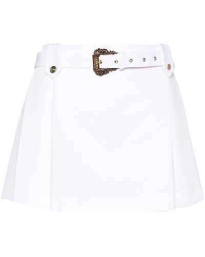 Versace Jeans Couture Pleat-detail Crepe Mini Skirt - White