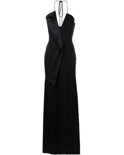 Genny Langes Kleid mit V-Ausschnitt - Schwarz