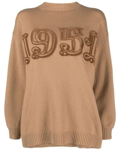 Max Mara Crew-neck Wool-cashmere Blend Jumper - Brown