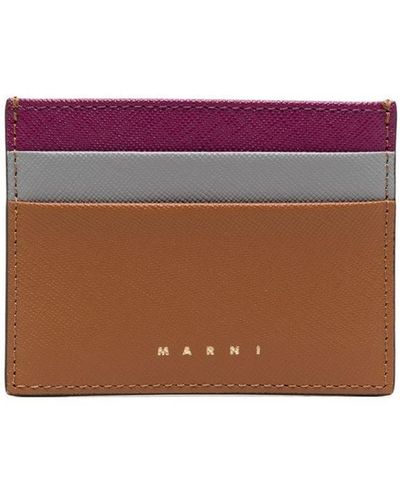 Marni Logo Colour-block Cardholder - Purple