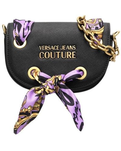 Versace ヴェルサーチェ・ジーンズ・クチュール ロゴプレート ショルダーバッグ - ブラック