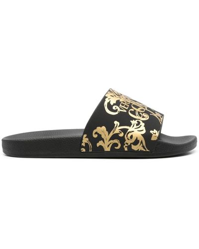 Versace Jeans Couture Shelly Baroque-print Slides - Black