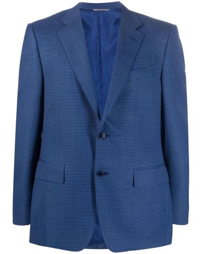 Canali Square-knitted Single-breasted Blazer - Blue