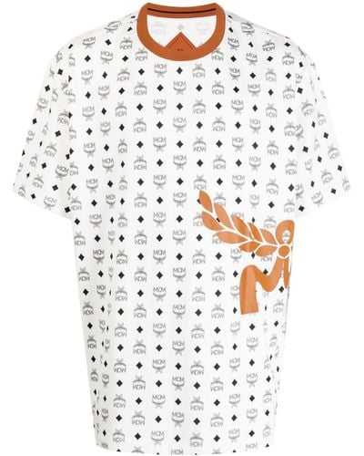 MCM T-shirt Mega Laurel con monogramma - Bianco