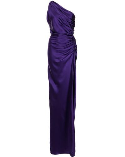 Michelle Mason Robe longue à design à une épaule - Violet