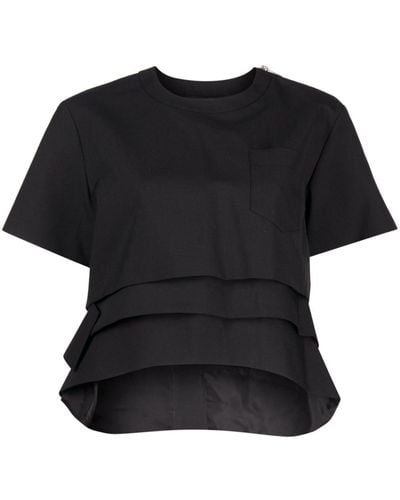 Sacai レイヤード Tシャツ - ブラック