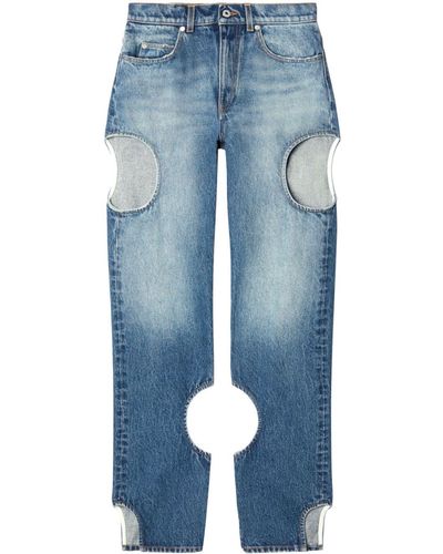 Off-White c/o Virgil Abloh Jeans dritti Meteor con dettaglio cut-out - Blu