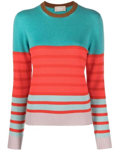 Drumohr Striped-knit Cashmere Jumper - Red