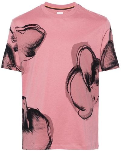 Paul Smith Orchid-print Cotton T-shirt - Pink
