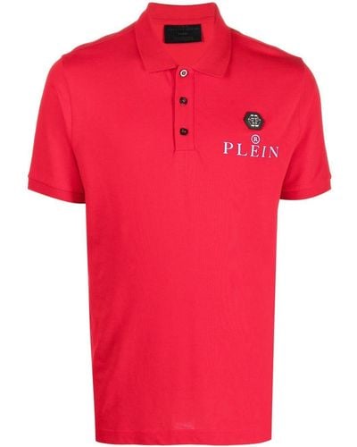 Philipp Plein Polo con placa del logo - Rojo