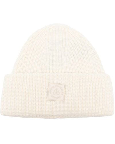 Moose Knuckles Logo-patch Ribbed-knit Beanie - Natural