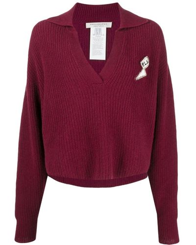 Philosophy Di Lorenzo Serafini Logo-patch Chunky-knit Sweater - Red